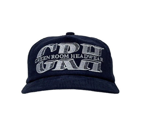 Navy blue cap with 'CDU Green Room Headwear' logo on a white background